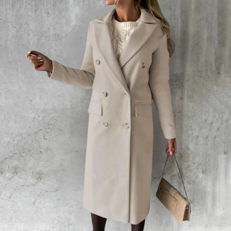 Bettina | Damen Langer Doppelreihiger Trenchcoat