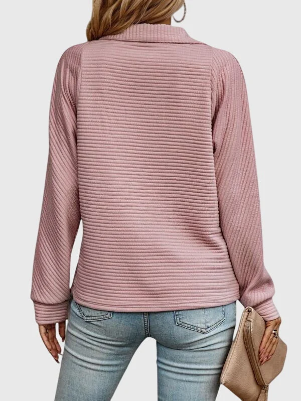 Christa | Damen Lässiger Langarm-Pullover mit Reißverschluss