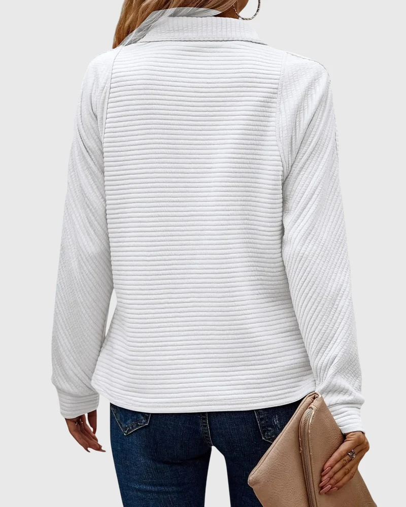 Christa | Damen Lässiger Langarm-Pullover mit Reißverschluss