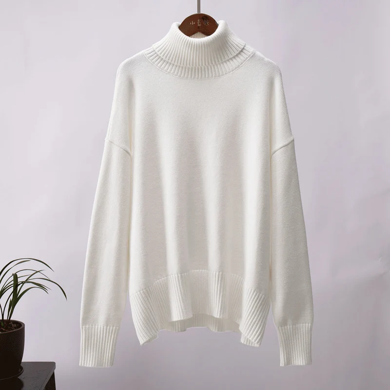 Emma | Damen Lässiger Warmer Strickpullover mit geripptem Saum