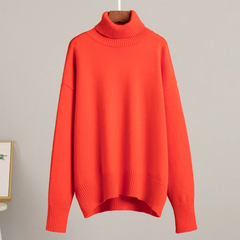Emma | Damen Lässiger Warmer Strickpullover mit geripptem Saum