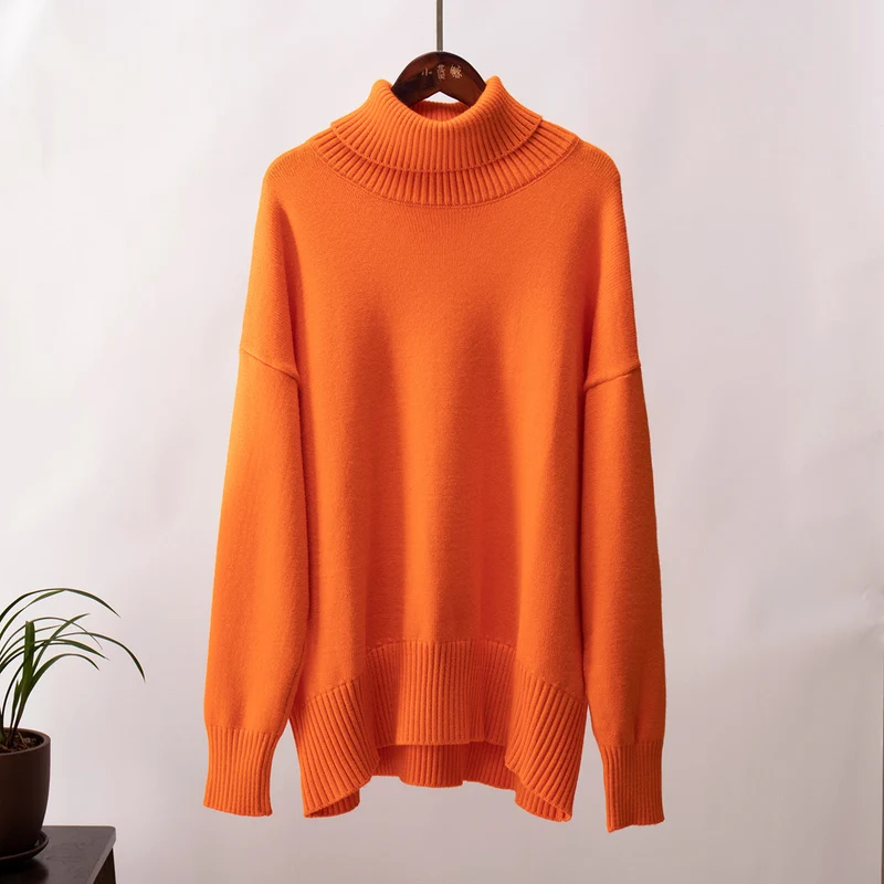 Emma | Damen Lässiger Warmer Strickpullover mit geripptem Saum