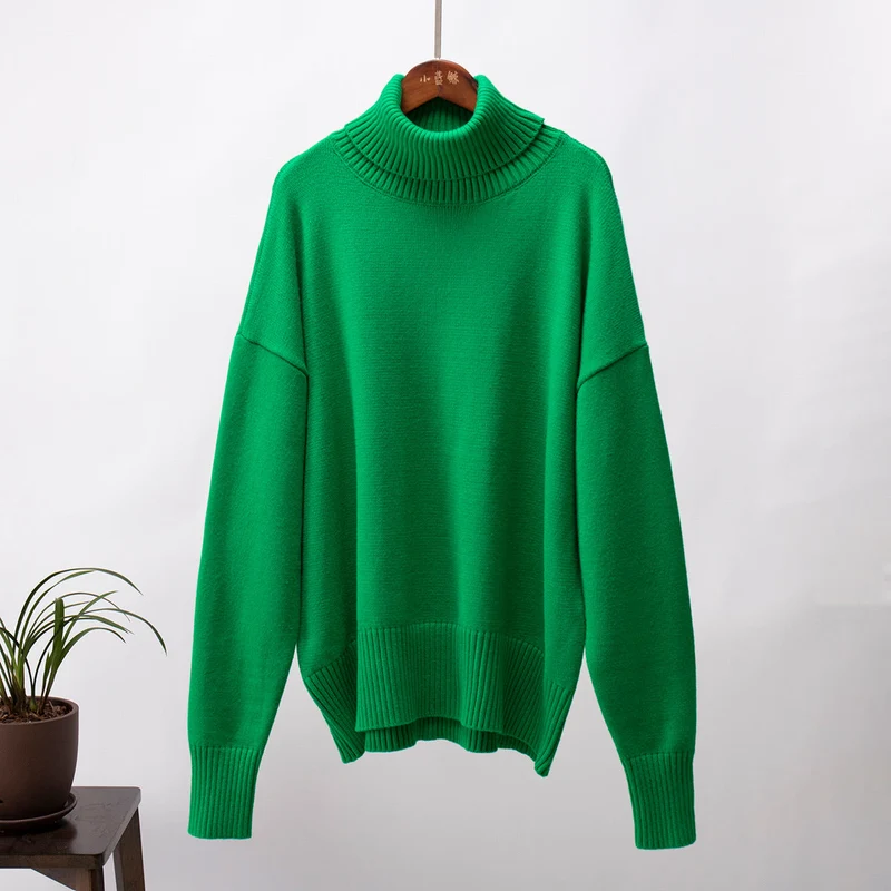 Emma | Damen Lässiger Warmer Strickpullover mit geripptem Saum