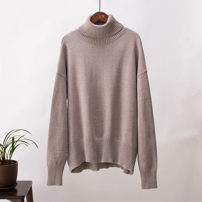 Emma | Damen Lässiger Warmer Strickpullover mit geripptem Saum