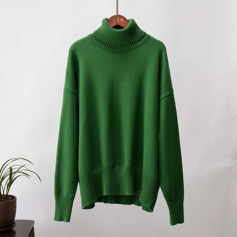 Emma | Damen Lässiger Warmer Strickpullover mit geripptem Saum