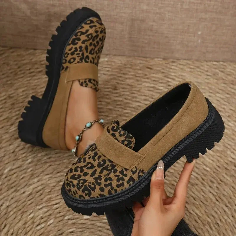 Mokassins Damen | Leopardenmuster & Plateau
