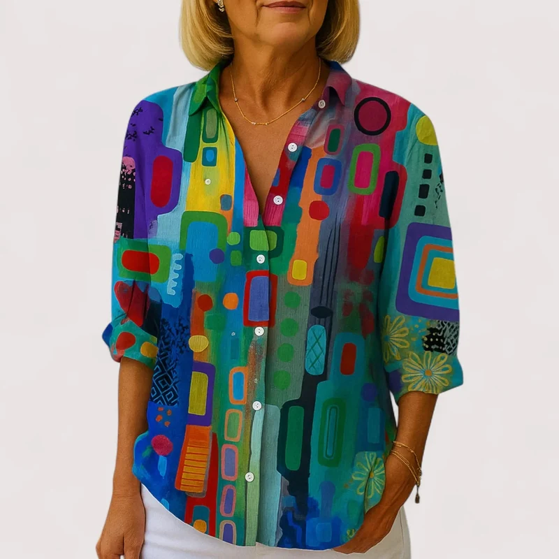 Elegante Bluse Damen | Abstrakt & Farbenfroh