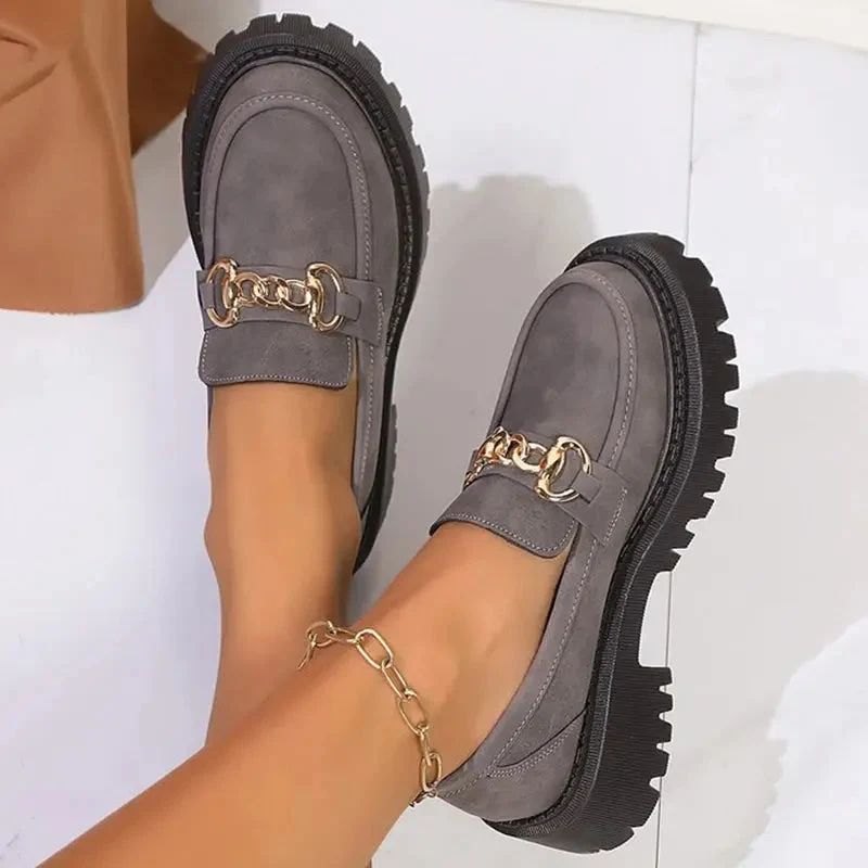 Mokassins Damen | Plateau & Goldkette Elegant