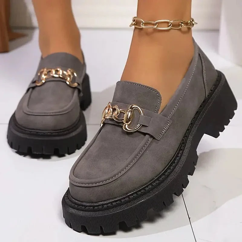 Mokassins Damen | Plateau & Goldkette Elegant