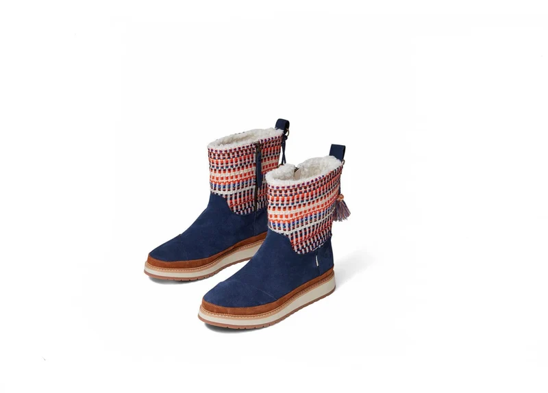 Toms Wasserabweisende Makenna-Wildlederstiefel für Damen – Marineblau/Nepal-Tweed