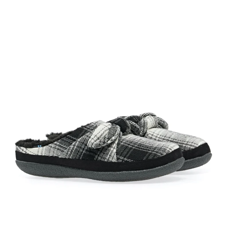 Toms-Ivy-Black-Plaid-bow-Damenpantoffeln