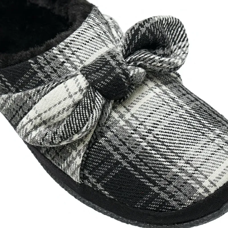 Toms-Ivy-Black-Plaid-bow-Damenpantoffeln