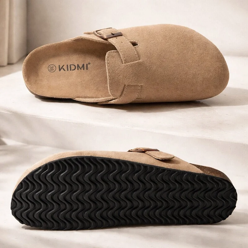 Clogs aus Wildleder Damen Herren | Verstellbare Schnalle & Fußbett-Komfort