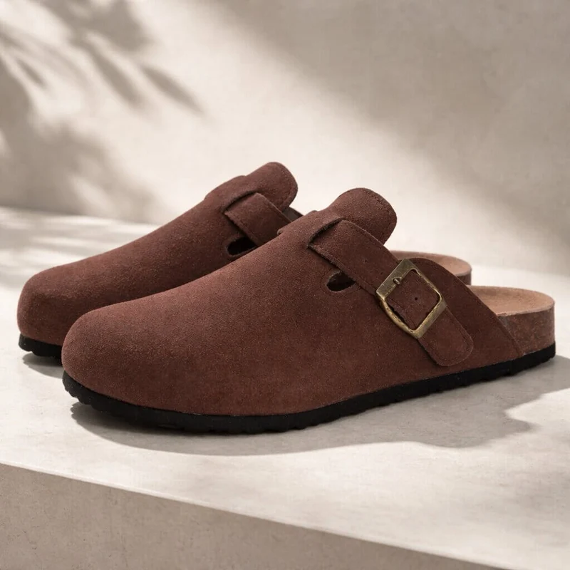 Clogs aus Wildleder Damen Herren | Verstellbare Schnalle & Fußbett-Komfort