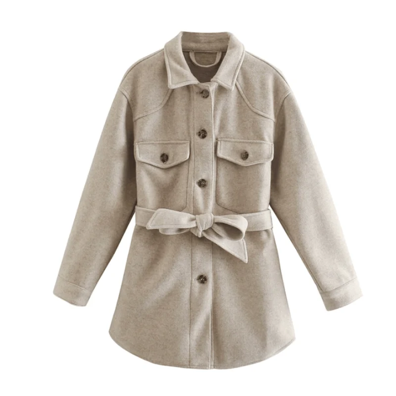 Übergangsjacke Damen | Kurzmantel Damen | Bindegürtel für stilvolle Wärme