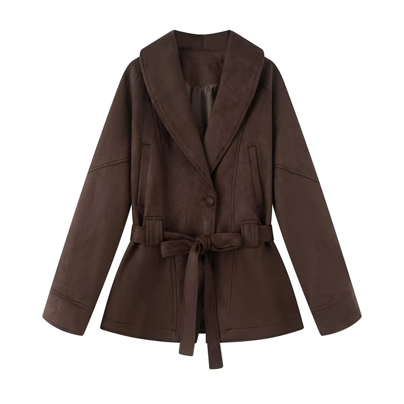 Übergangsjacke Damen | Kurzmantel Damen | Taillengürtel für elegante Silhouette