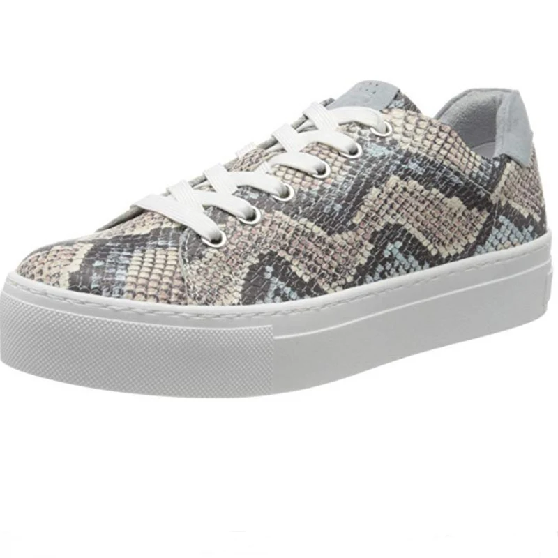 Marco Tozzi Damen-Low-Top-Sneaker – Blauer Schlangenprint