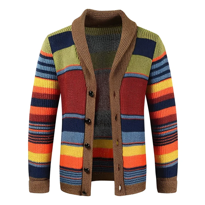 Retro-Cardigan Herren | Kräftiges Streifen-Statement & Entspannte Passform