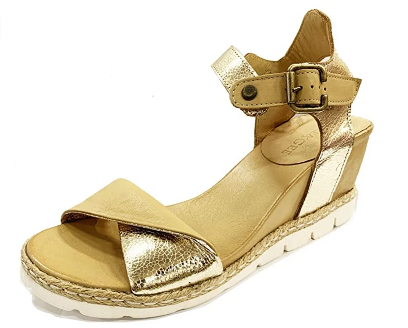 Jocee & Gee-Clover-Oro-Gold-Wedge-Sandalen