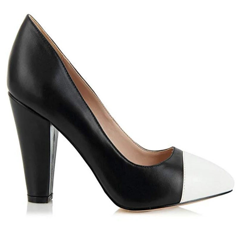 YULL - BEAULIEU SCHWARZ-WEIßE LEDER-COURTSCHUHE