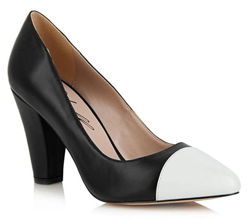YULL - BEAULIEU SCHWARZ-WEIßE LEDER-COURTSCHUHE