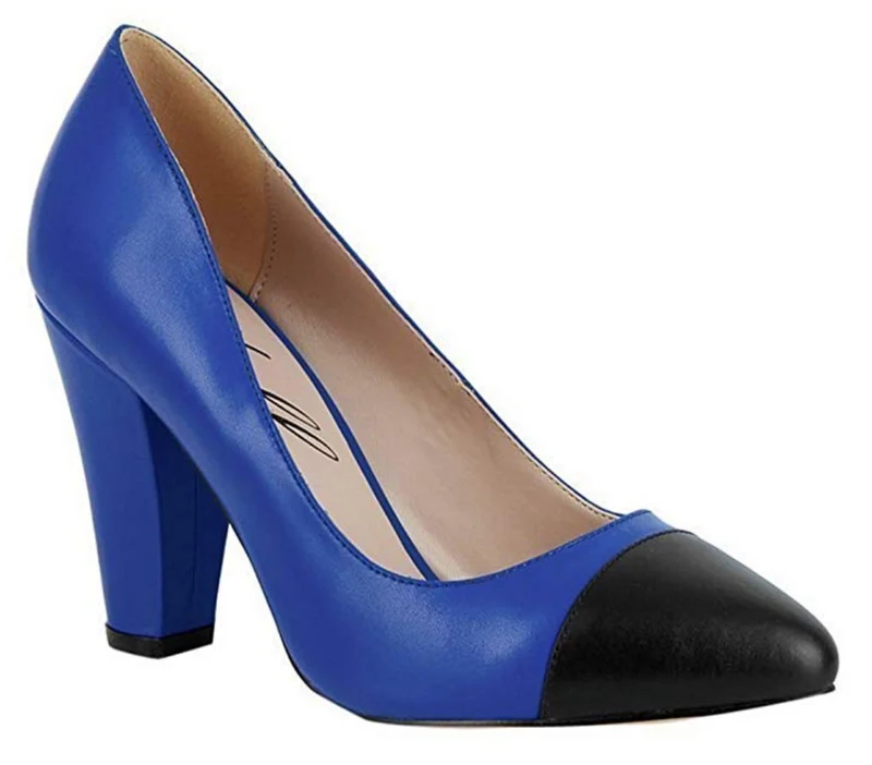 YULL – BEAULIEU BLAUER UND SCHWARZER LEDER-COURTSCHUH