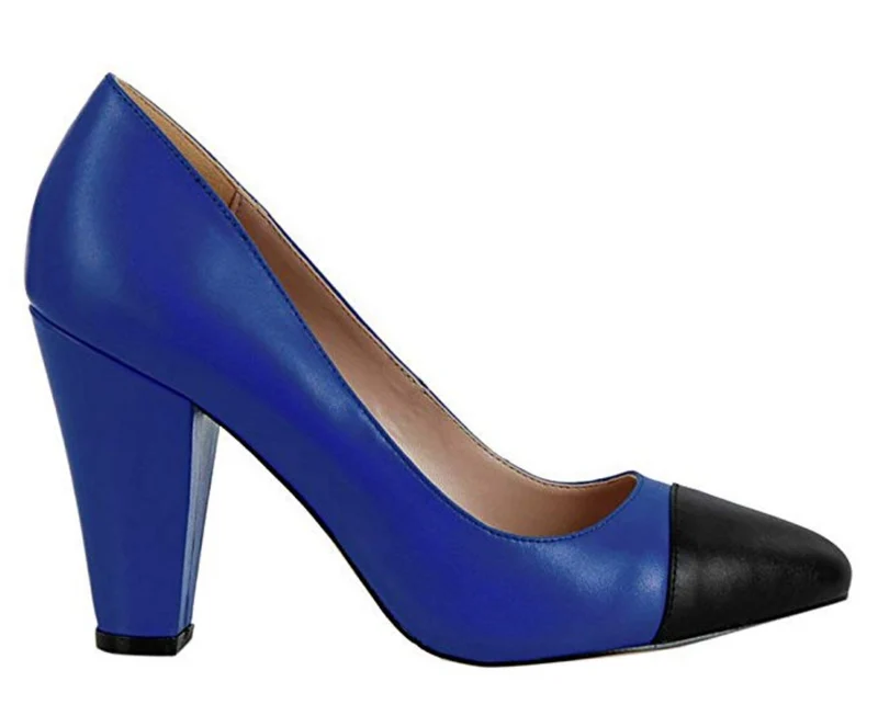 YULL – BEAULIEU BLAUER UND SCHWARZER LEDER-COURTSCHUH