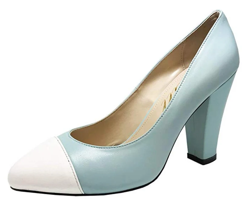 YULL Beaulieu Mint – Lederpumps – Mintgrün/Weiß