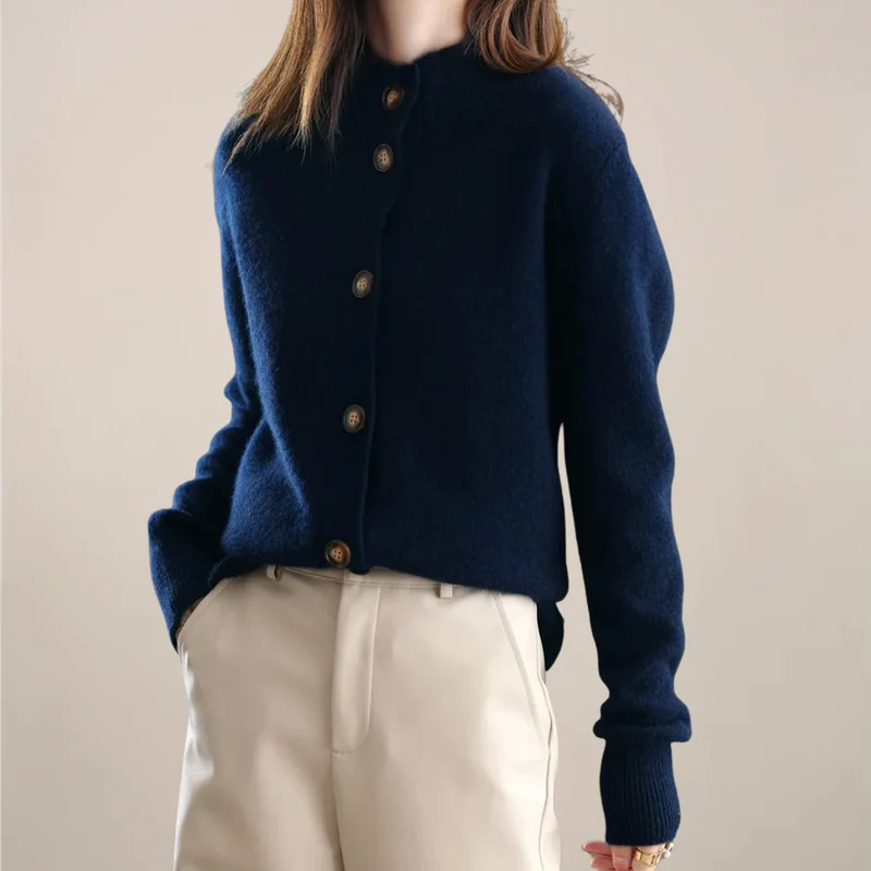Angela | Damen Frühlings Cardigan Mit Kragen Und Knöpfen