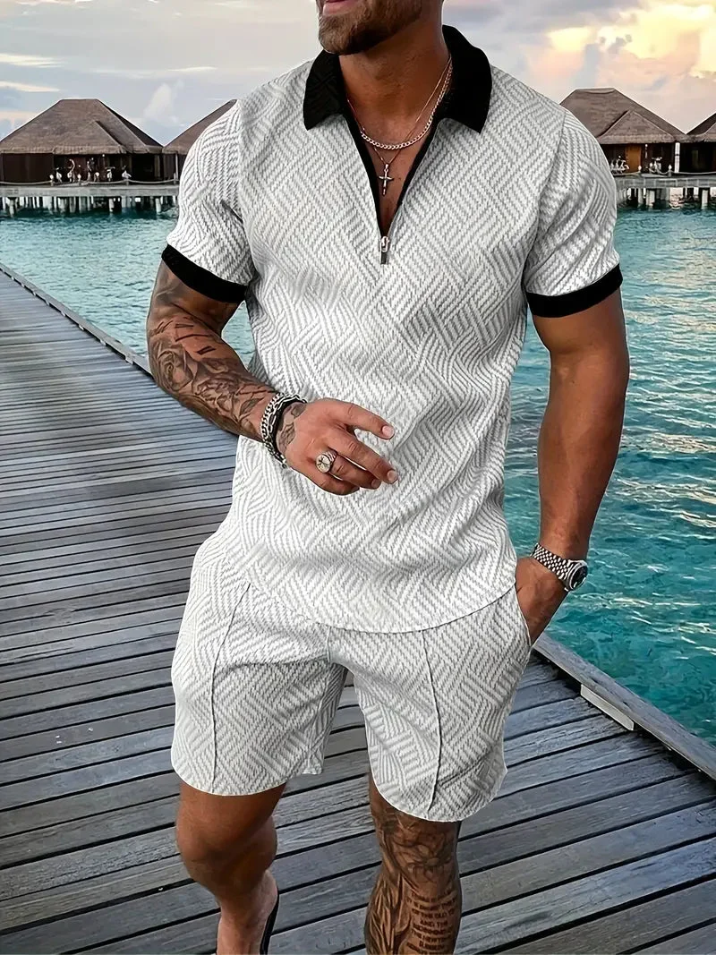 Sommer Set Herren | Polo & Shorts mit Kontrast-Details