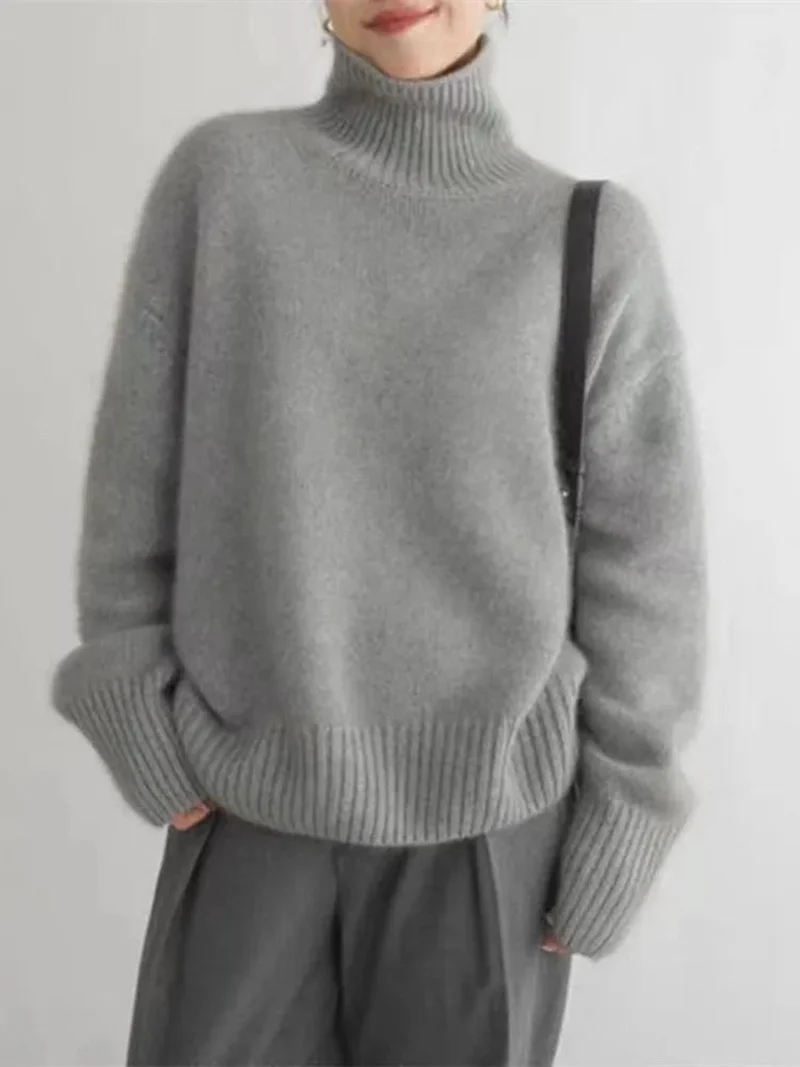 Doris | Damen Bequemer Strickpullover mit hohem Kragen
