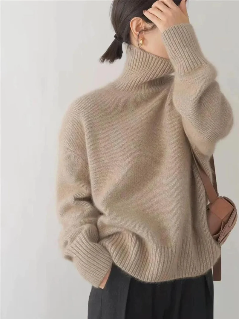 Doris | Damen Bequemer Strickpullover mit hohem Kragen