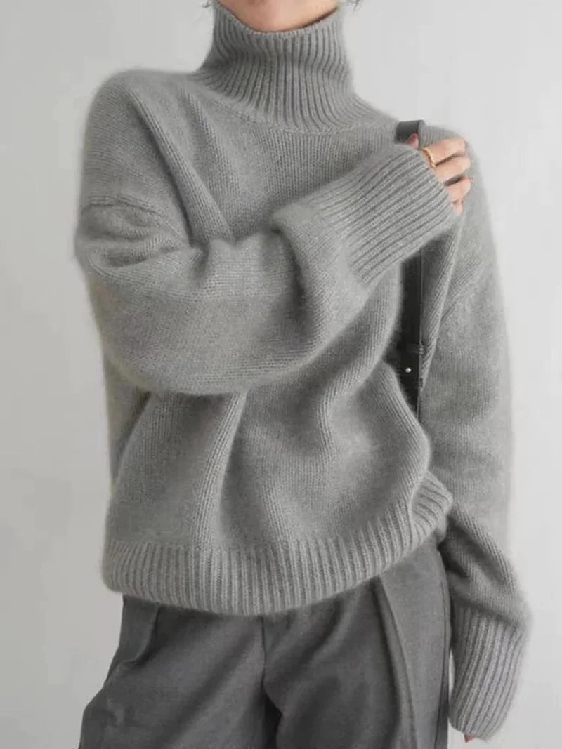 Doris | Damen Bequemer Strickpullover mit hohem Kragen