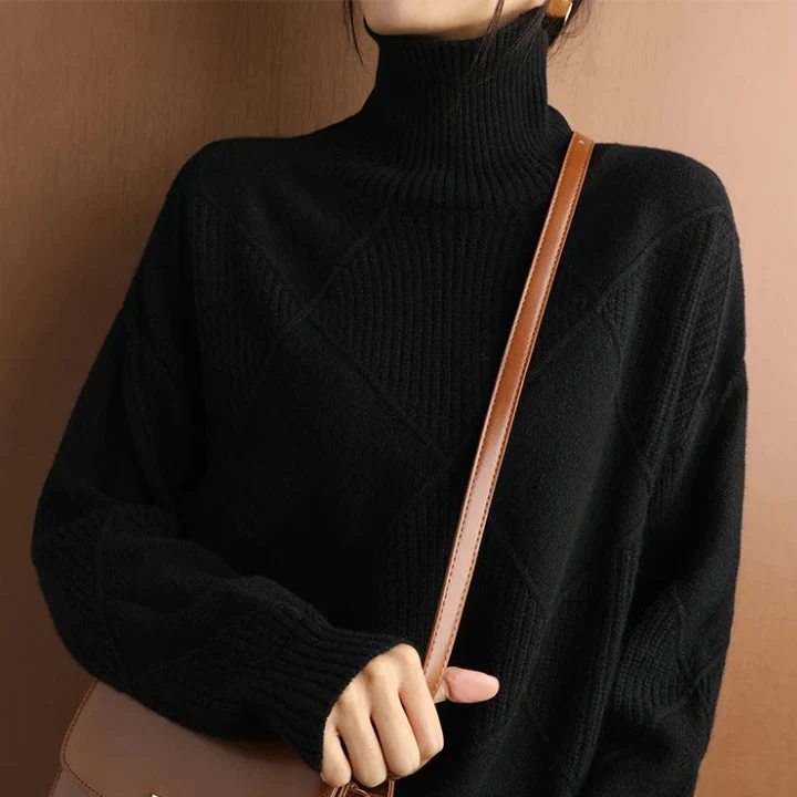 Natalie | Gemütlicher Zopfmuster Rollkragenpullover