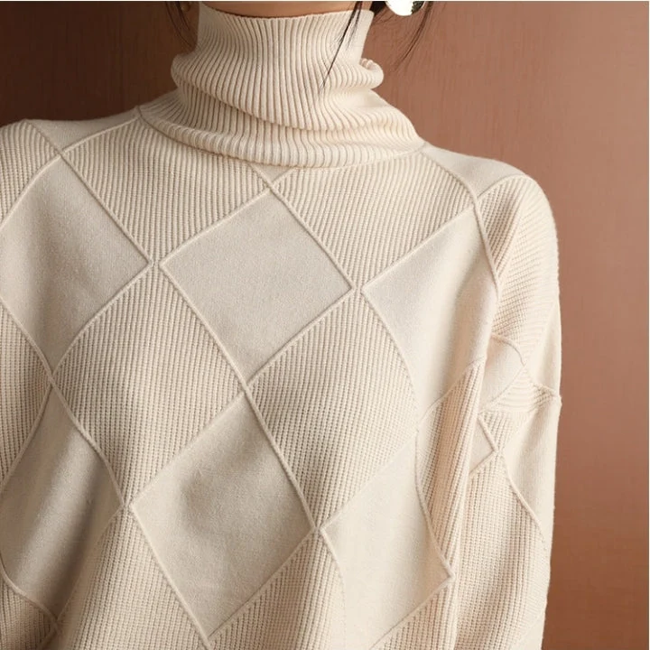 Natalie | Gemütlicher Zopfmuster Rollkragenpullover