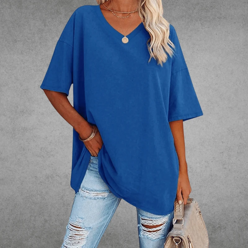 T-Shirt Kurzarm V-Ausschnitt Damen | Lockerer Schnitt & Luftiger Komfort