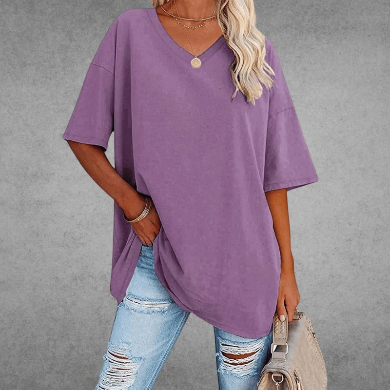 T-Shirt Kurzarm V-Ausschnitt Damen | Lockerer Schnitt & Luftiger Komfort