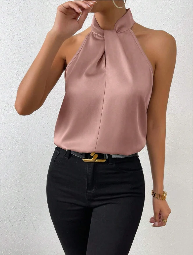 Seidentop Damen | Eleganter Knotenkragen & Fließender Fall