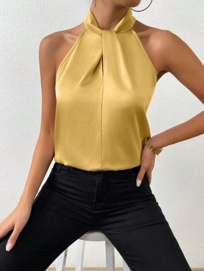Seidentop Damen | Eleganter Knotenkragen & Fließender Fall