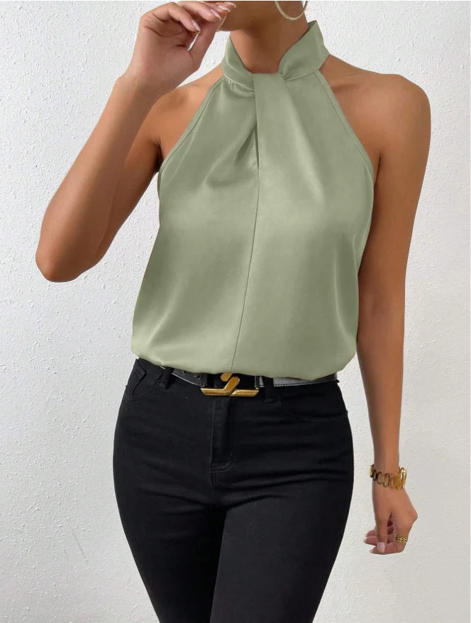 Seidentop Damen | Eleganter Knotenkragen & Fließender Fall