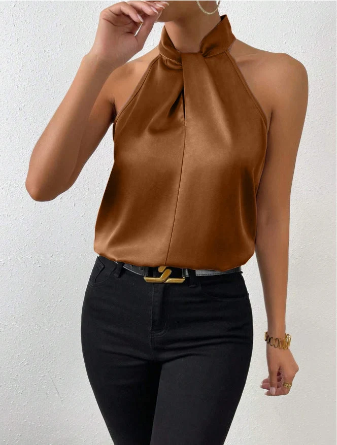 Seidentop Damen | Eleganter Knotenkragen & Fließender Fall