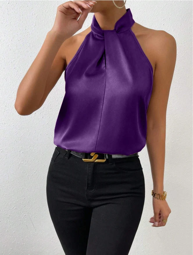 Seidentop Damen | Eleganter Knotenkragen & Fließender Fall