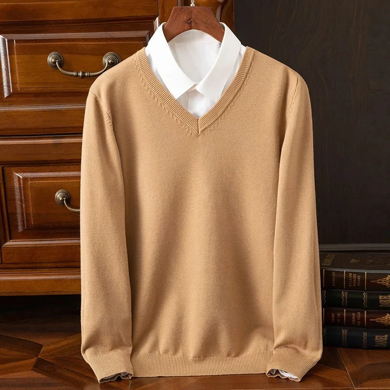 Anton | Klassischer V-Neck Kaschmir Pullover