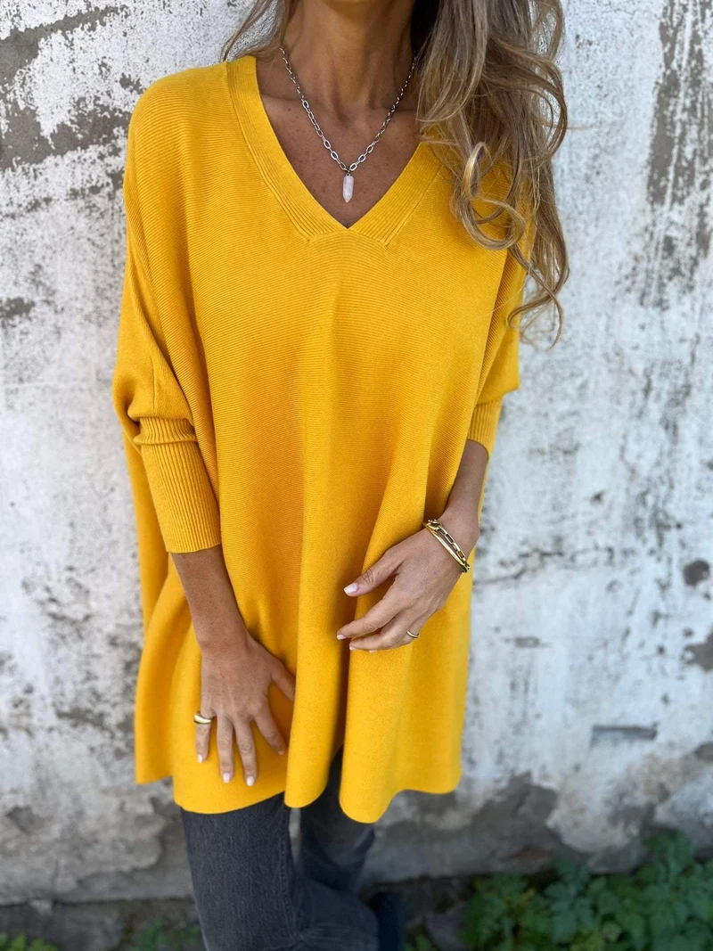 Annika | Damen Pullover mit Lockerer Passform und V-Ausschnitt