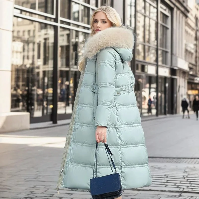 Karin | Damen Schicker Steppmantel mit Gürtel und Kapuze