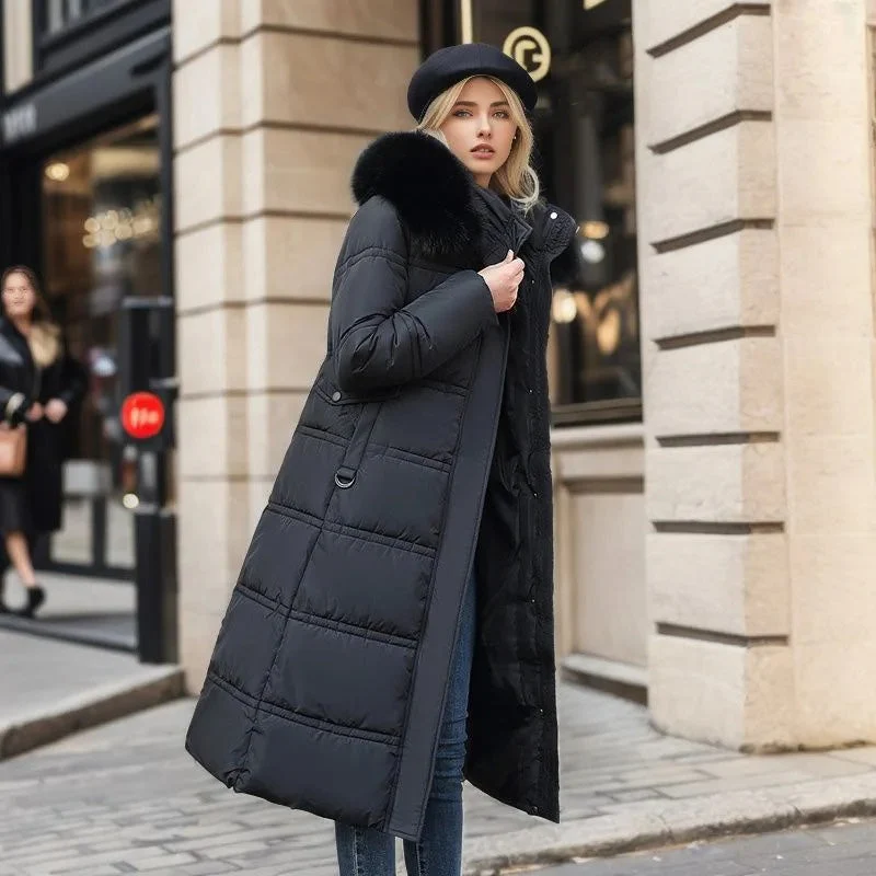 Karin | Damen Schicker Steppmantel mit Gürtel und Kapuze