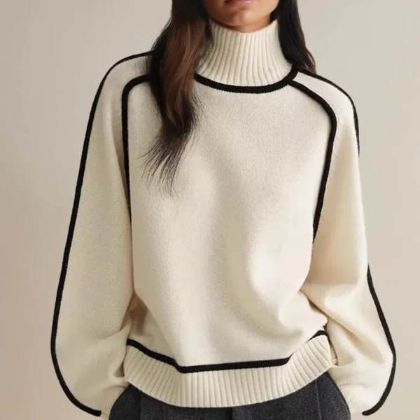 Pauline | Damen Pullover mit hohem Kragen und langen Ärmeln