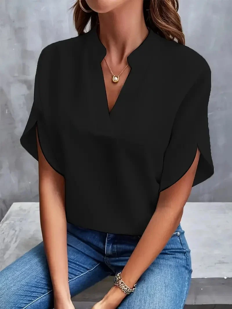 Shirt mit V-Ausschnitt Damen | Fließender Fall & Eleganter Schnitt