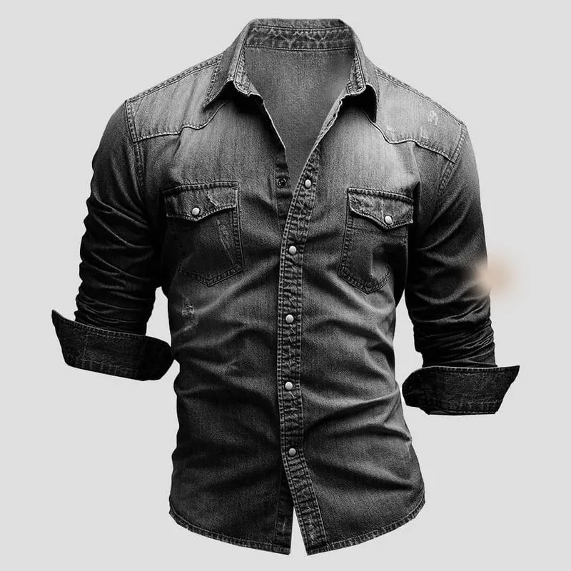 Denim Hemd Herren | Druckknopfleiste & Brusttaschen