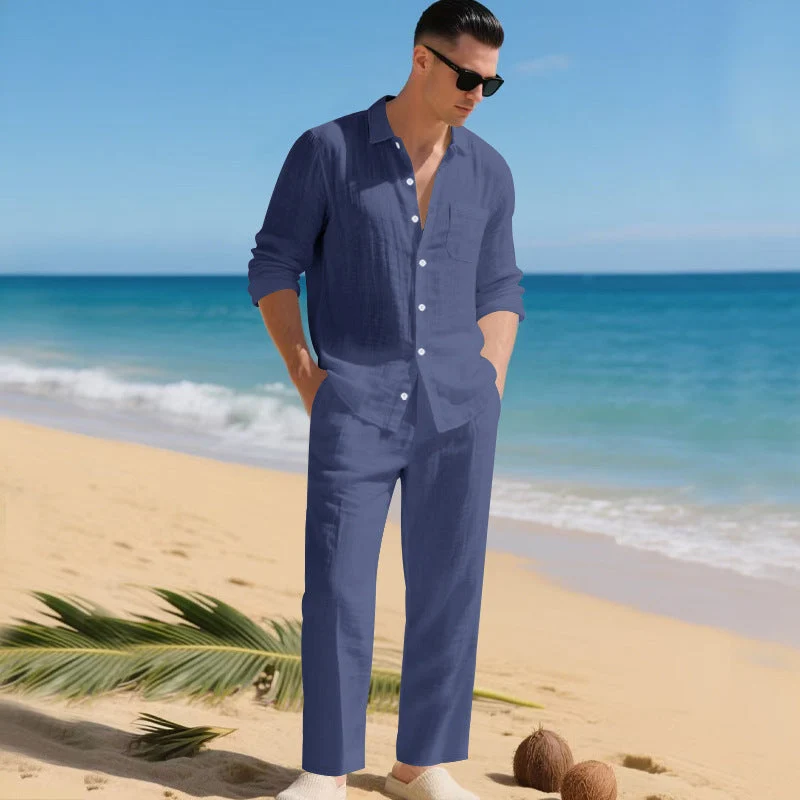 Sommer Zweiteiler Herren | Leinenhemd & Hose im Set